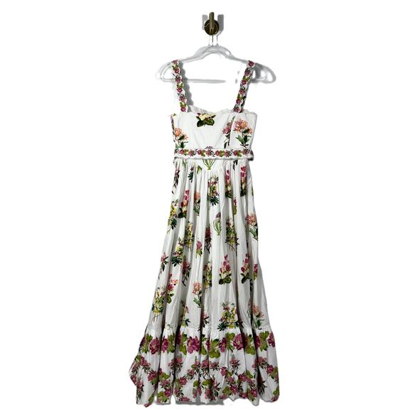 Hemant And Nandita NWT White Floral Maxi Dress Size S 100% cotton